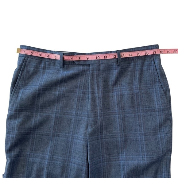 Hart Schaffner Marx 2 Piece Suit Mens 40L 34W Blue Wool Plaid Chicago Fit  $795 - Picture 12 of 16